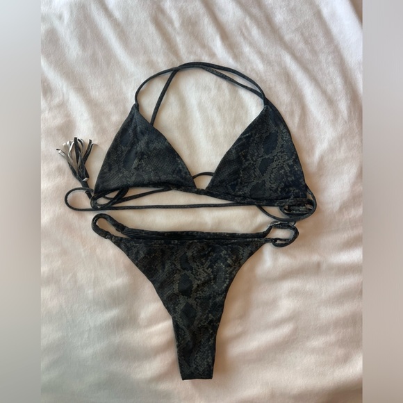 Acacia Swimwear Set in Sage Python - Picture 1 of 5